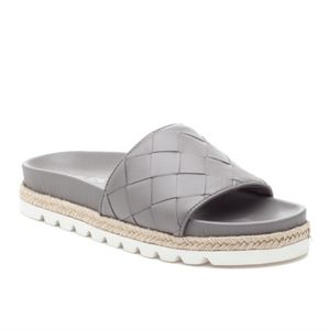 J Slides Rollie Light Gray leather slides